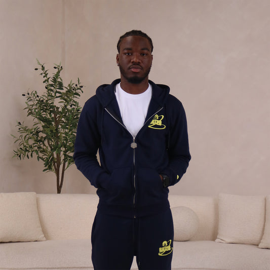 NAVY BLUE SIGNATURE ZIP-UP HOODIE